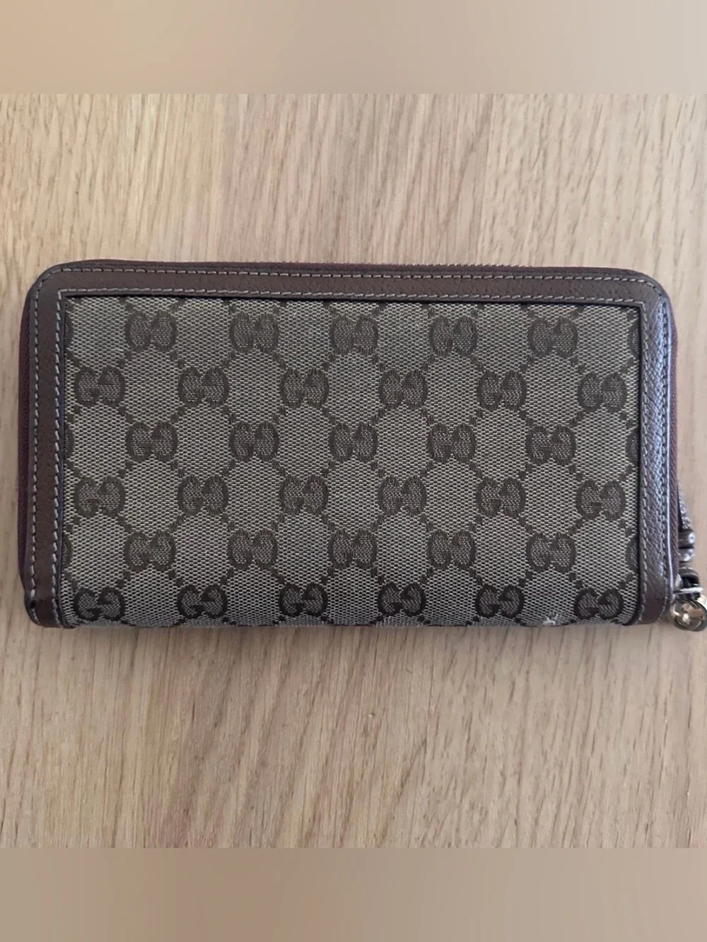 Gucci Brown GG Supreme Zip-Around Wallet